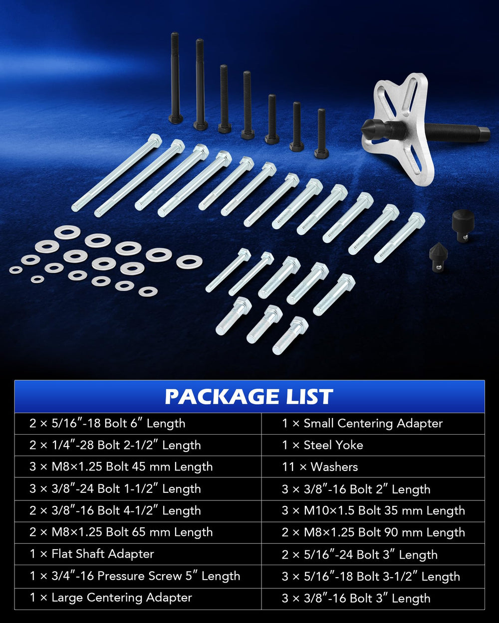 Orion Motor Tech centering adapters and bolts laid out for precise alignment