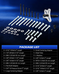 Orion Motor Tech centering adapters and bolts laid out for precise alignment