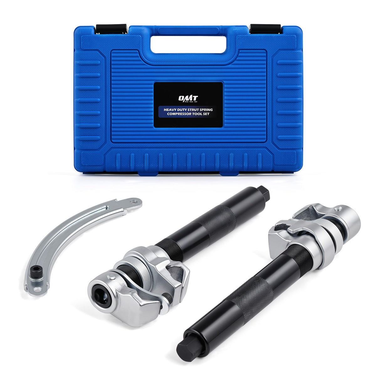 Orion Motor Tech coil spring compressor tool set, side view for safer strut work.