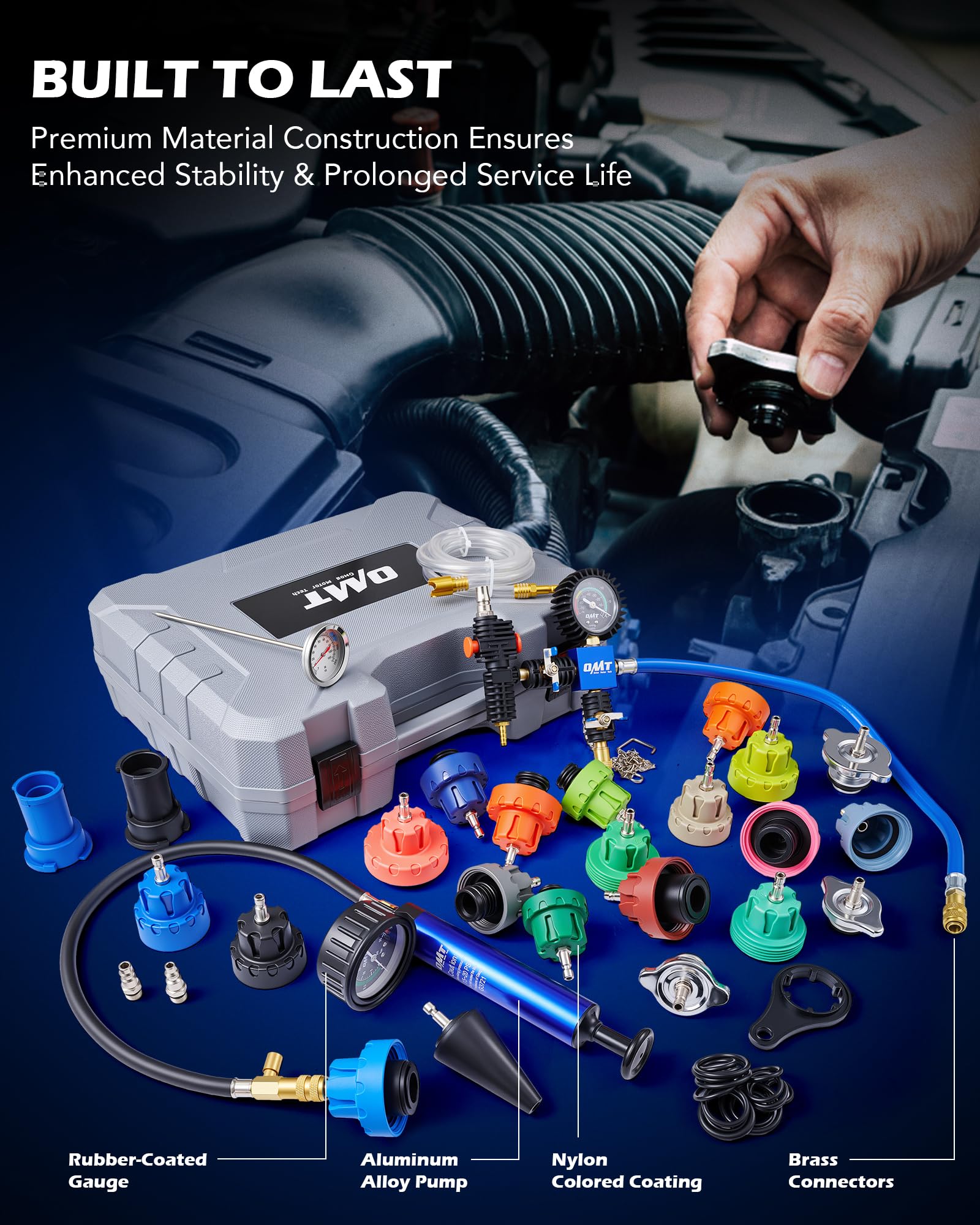 Orion Motor Tech color coded adapters and hoses for fast identification
