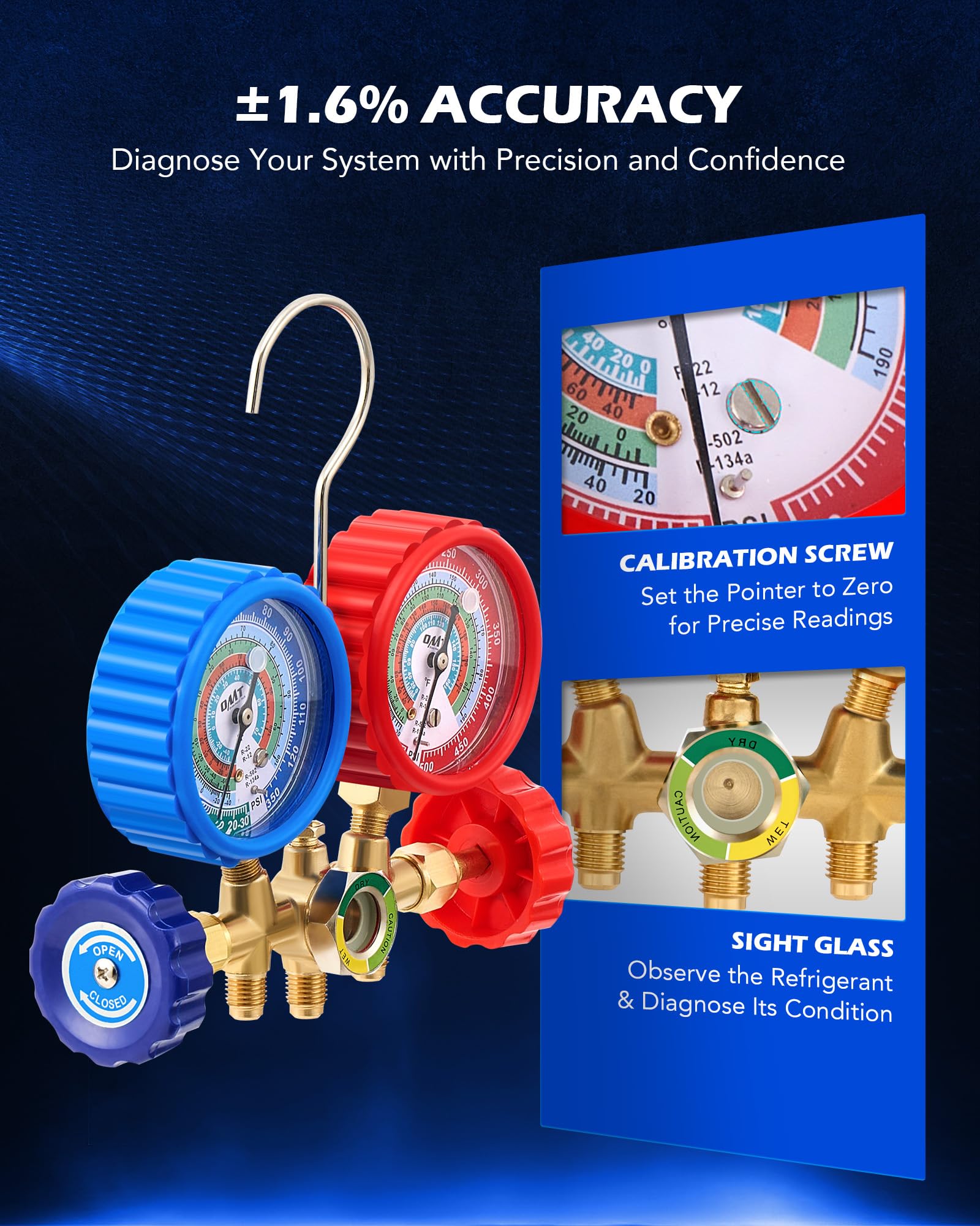 Orion Motor Tech color coded hoses for easy high and low pressure identification