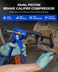 Orion Motor Tech dual piston caliper compressor with front pistons extended for easy testing.