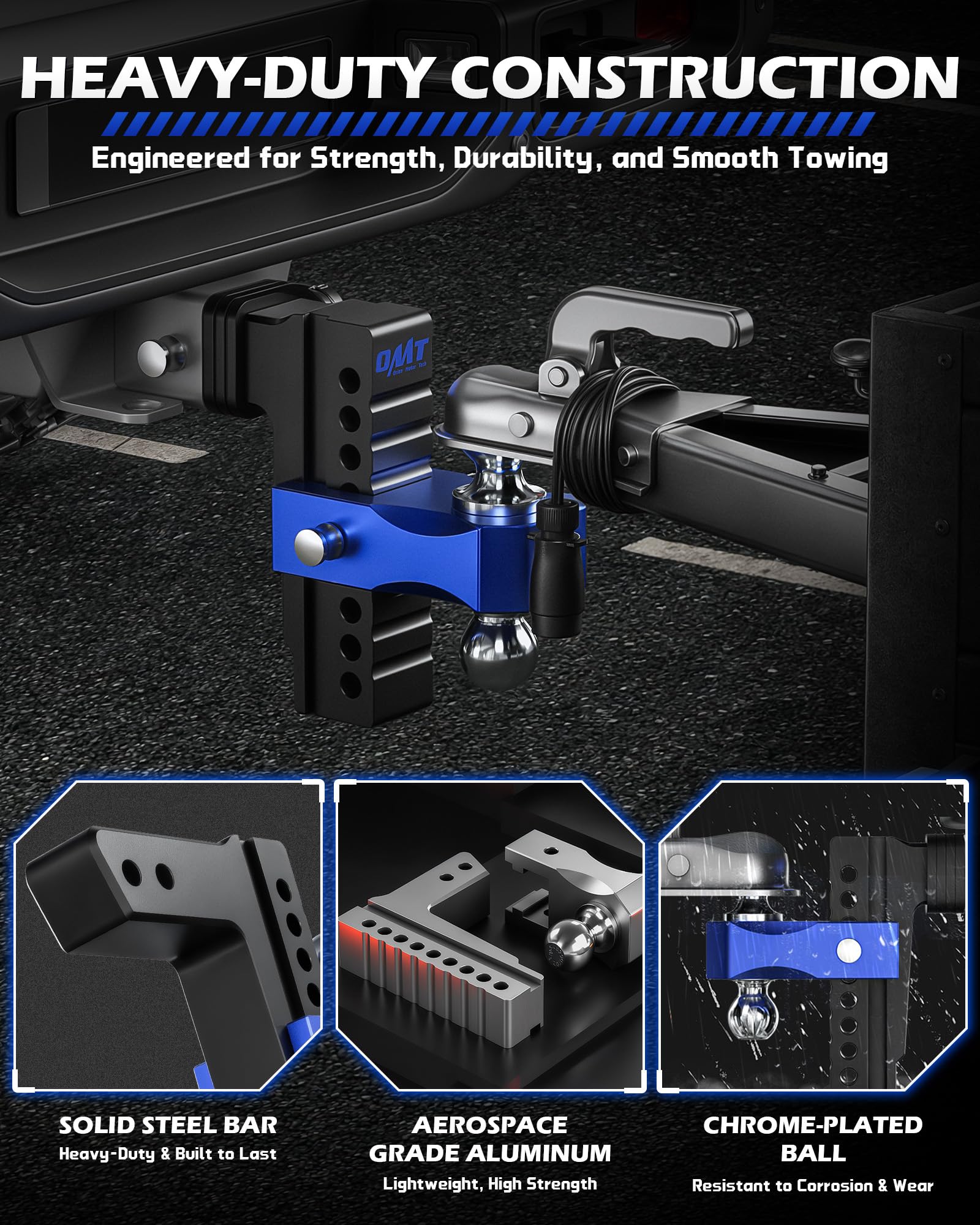Orion Motor Tech easy slider height adjustment enables quick hitch setup.