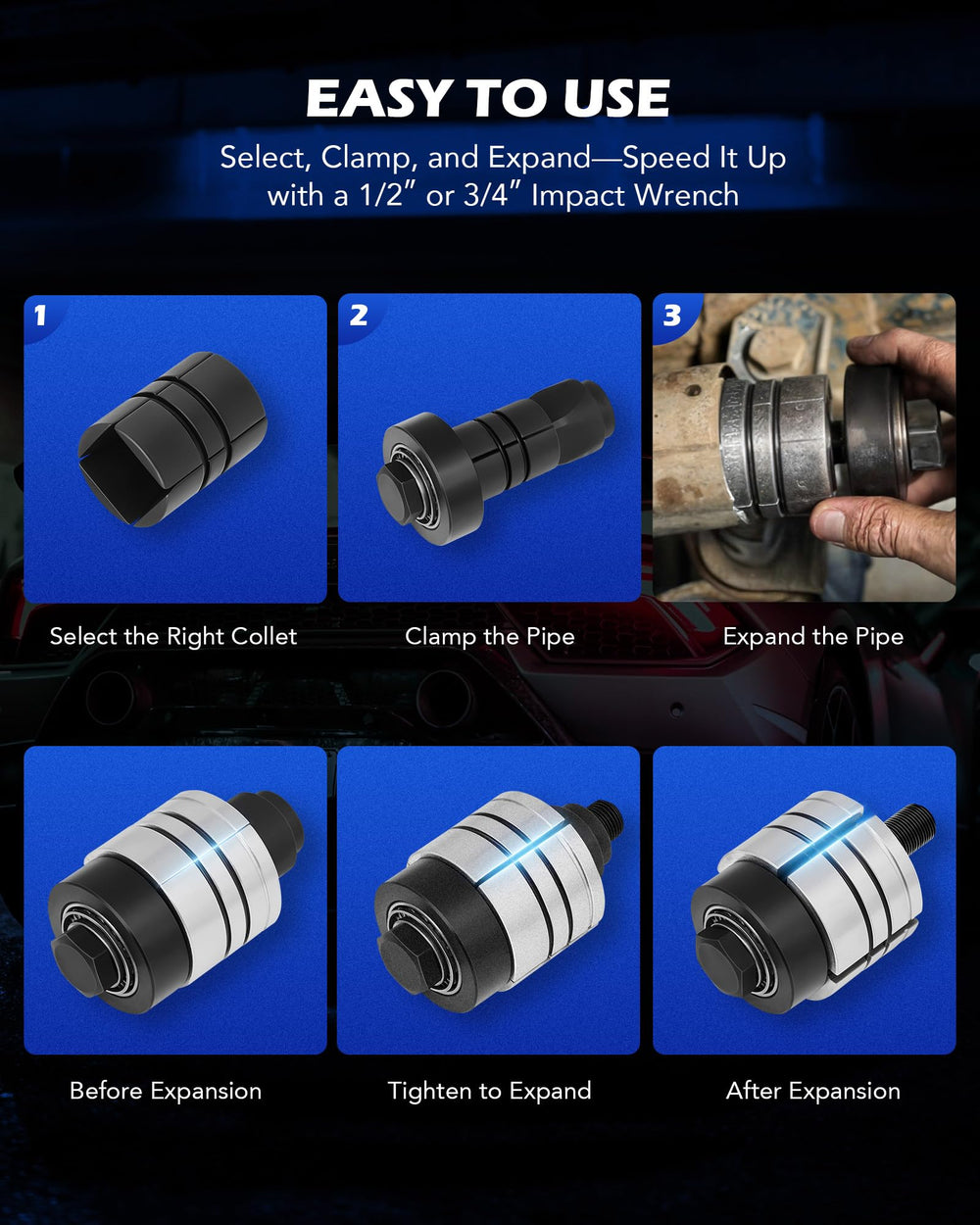 Orion Motor Tech 1-5-8 to 4-1-4 inch expansion range for many exhaust systems