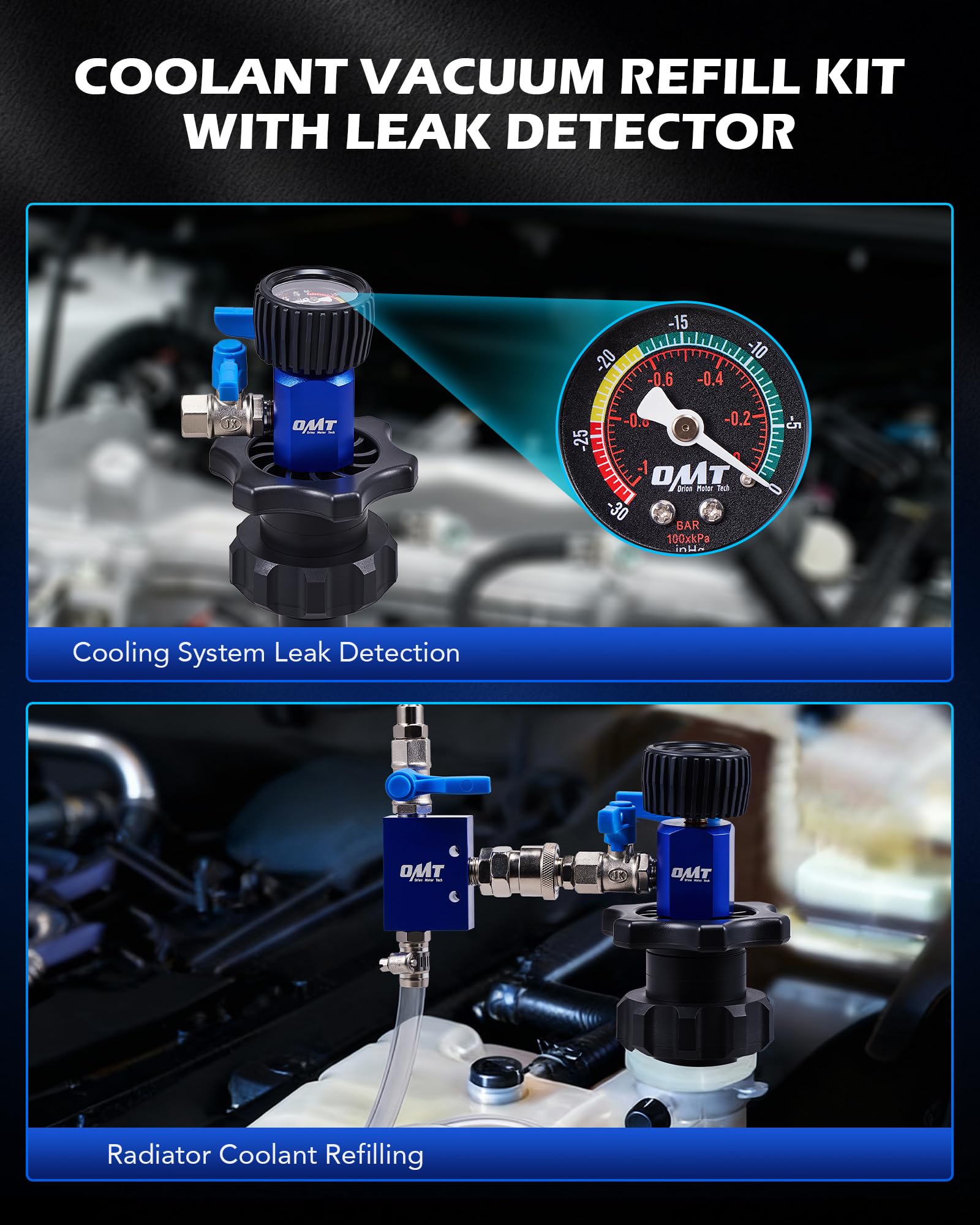 Orion Motor Tech five adapters layout supports most radiators for easy refills