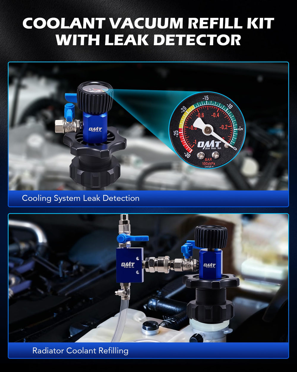 Orion Motor Tech five adapters layout supports most radiators for easy refills