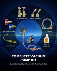 Orion Motor Tech four-way manifold gauge shows precise real-time readings for accurate charging.
