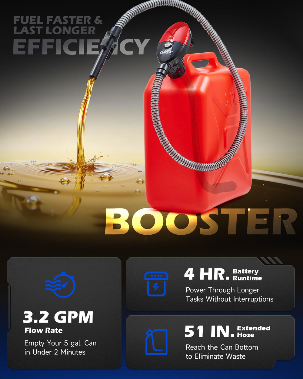 Orion Motor Tech auto shutoff nozzle prevents overfills during fueling.