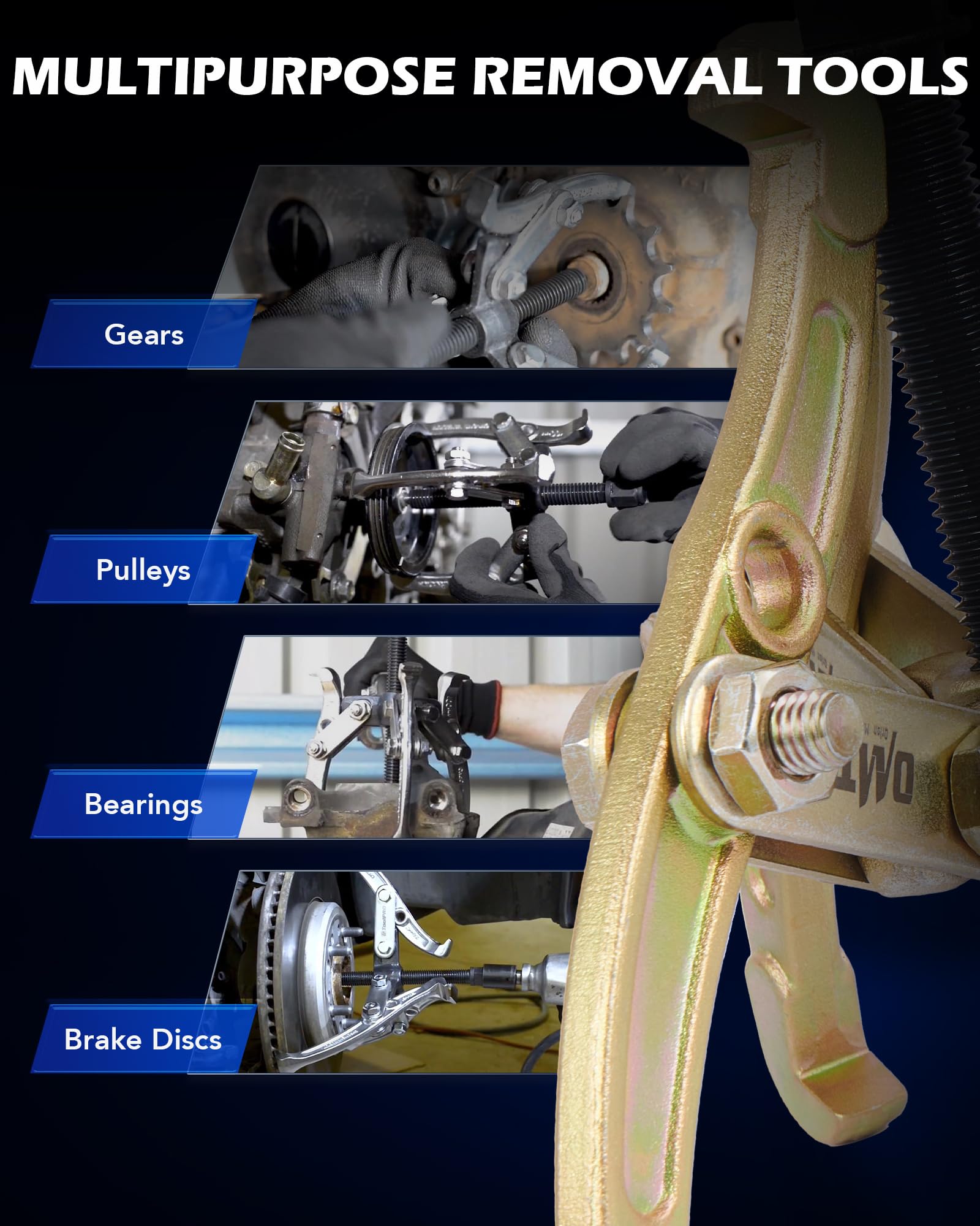 Orion Motor Tech gear puller 6in with extended reach for stubborn parts.