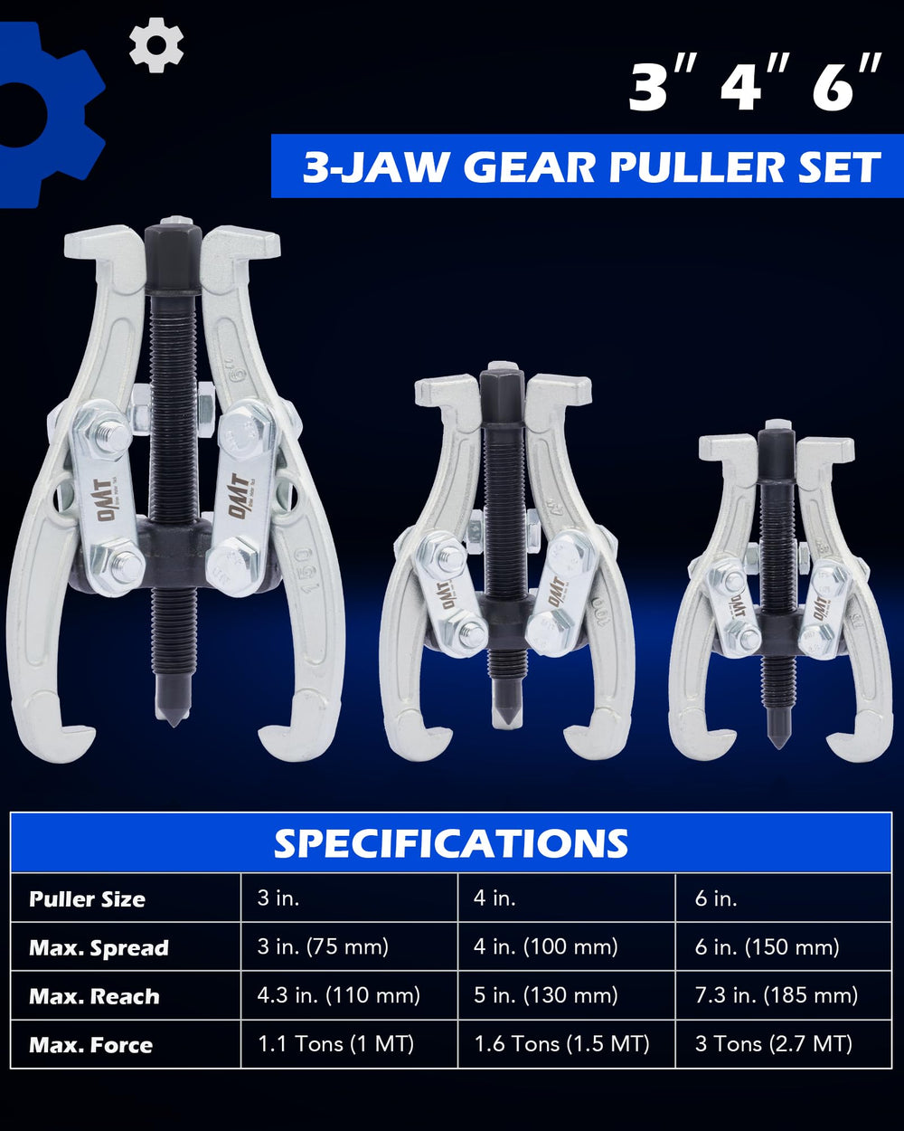 Orion Motor Tech Gear Puller Set with 4-inch puller for larger pulleys safely