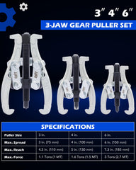 Orion Motor Tech Gear Puller Set with 4-inch puller for larger pulleys safely