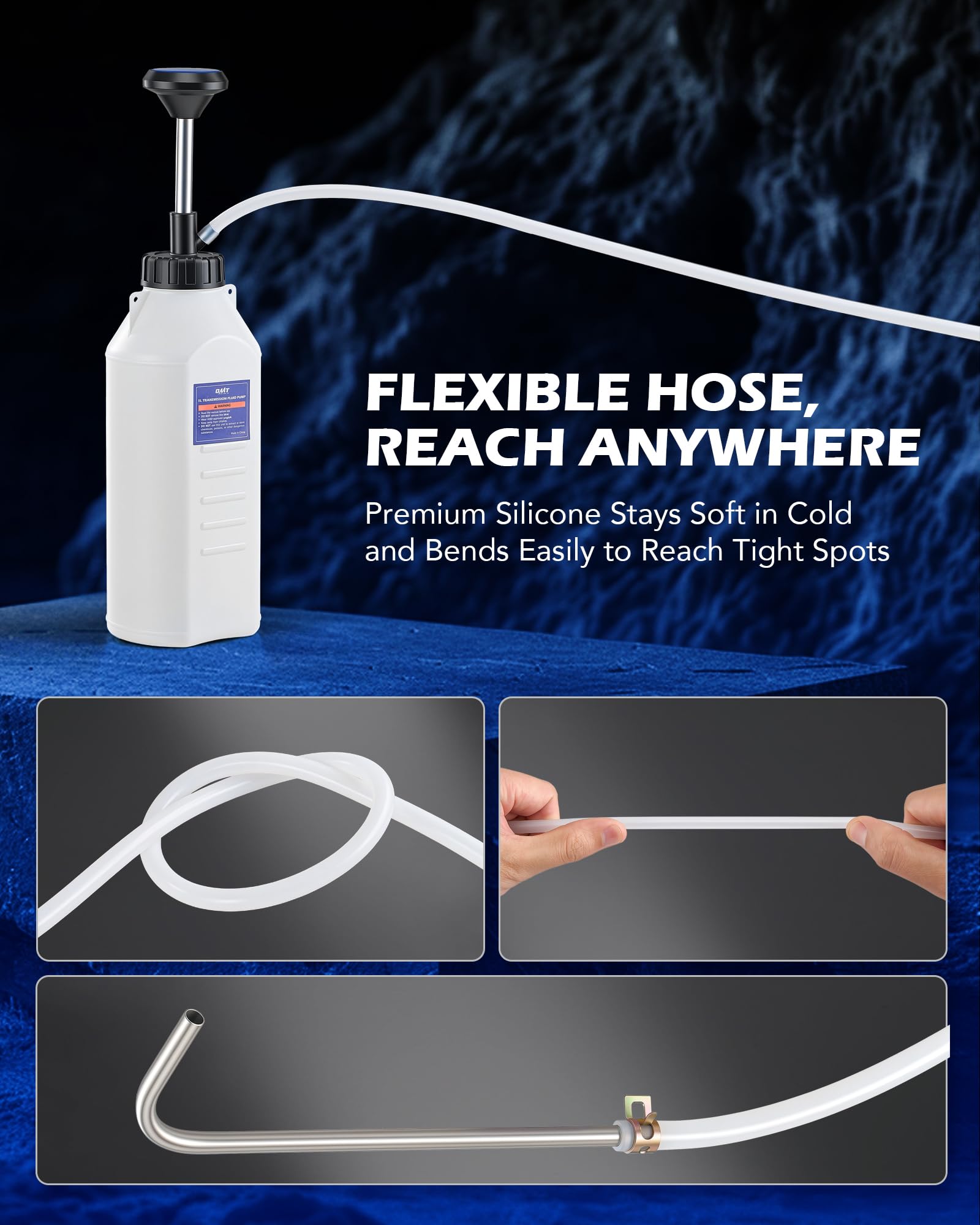 Orion Motor Tech hand pump stainless nozzle enables hands-free filling