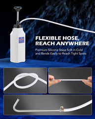 Orion Motor Tech hand pump stainless nozzle enables hands-free filling