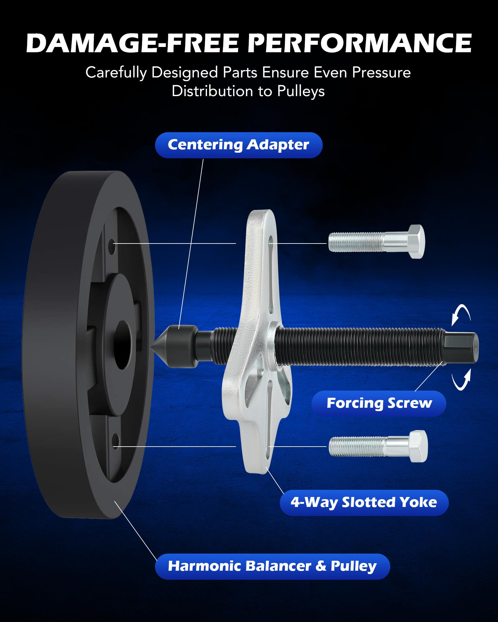 Orion Motor Tech hardened forcing screw shown for durable repeated use