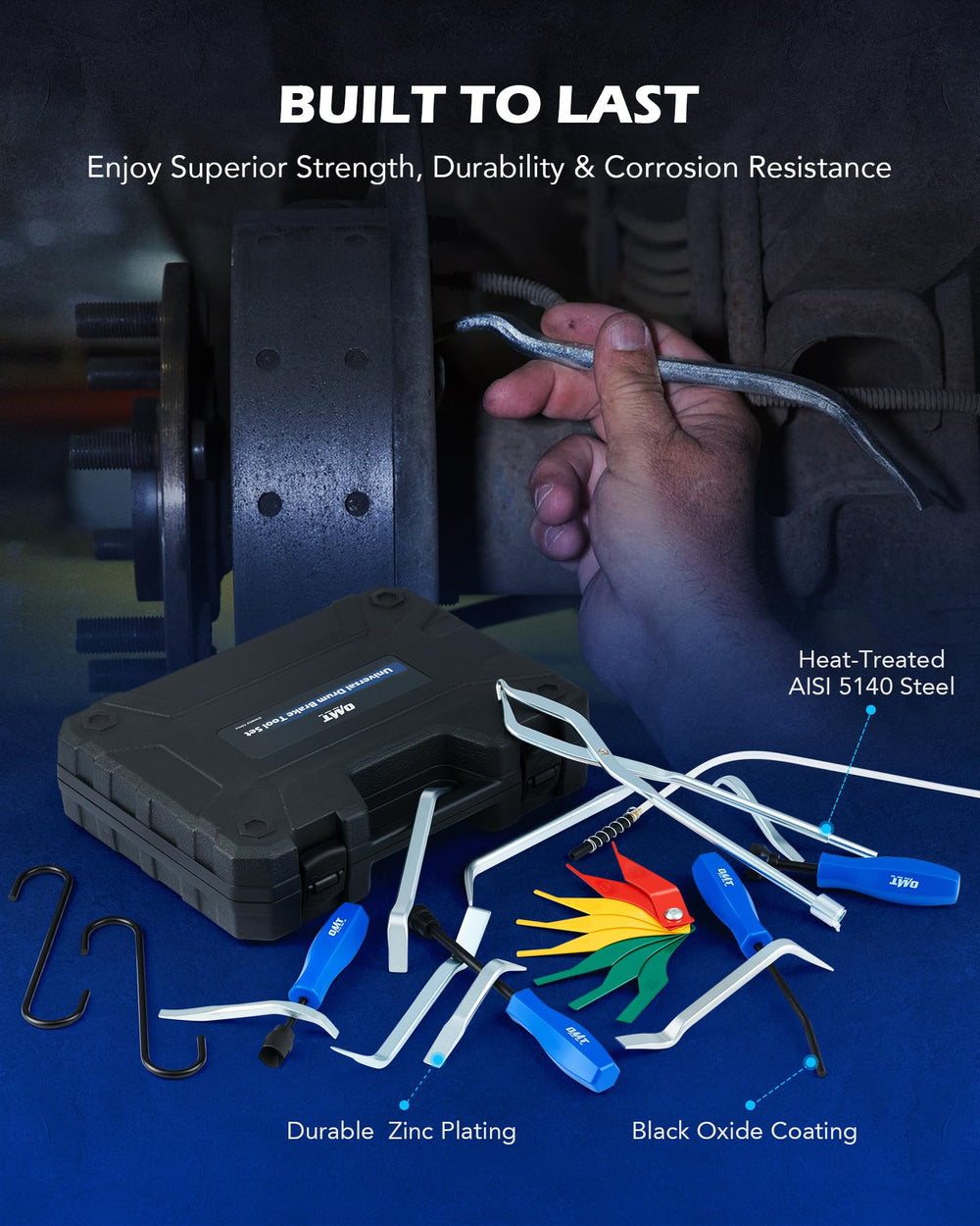 Orion Motor Tech heavy-duty brake tools resist corrosion for lasting use.