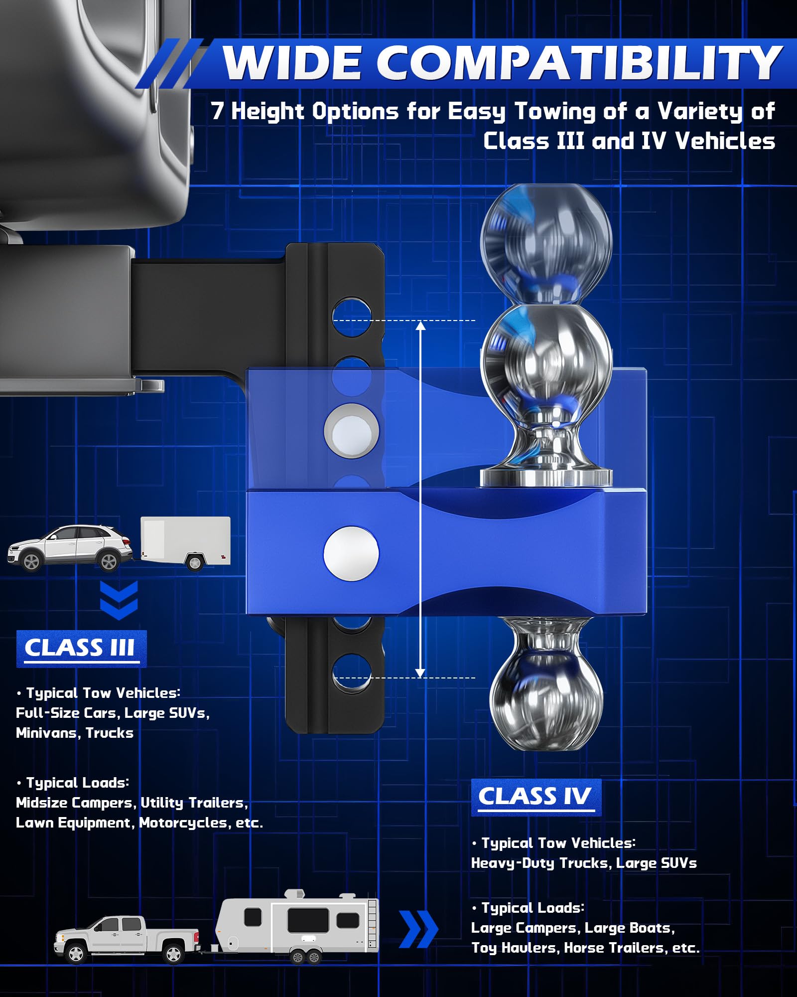 Orion Motor Tech heavy-duty steel and aluminum construction ensures durable towing in all weather.
