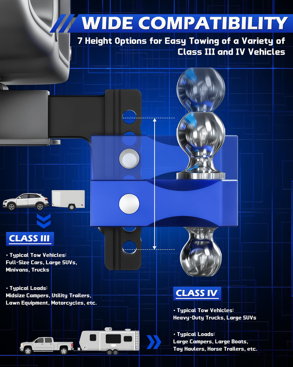 Orion Motor Tech heavy-duty steel and aluminum construction ensures durable towing in all weather.