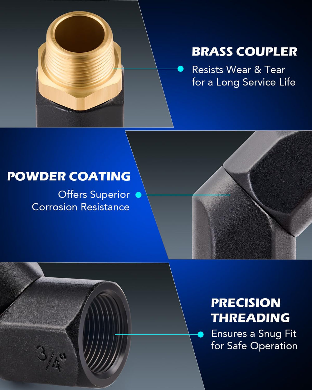 Orion Motor Tech helps prevent hose bending and kinking during use.