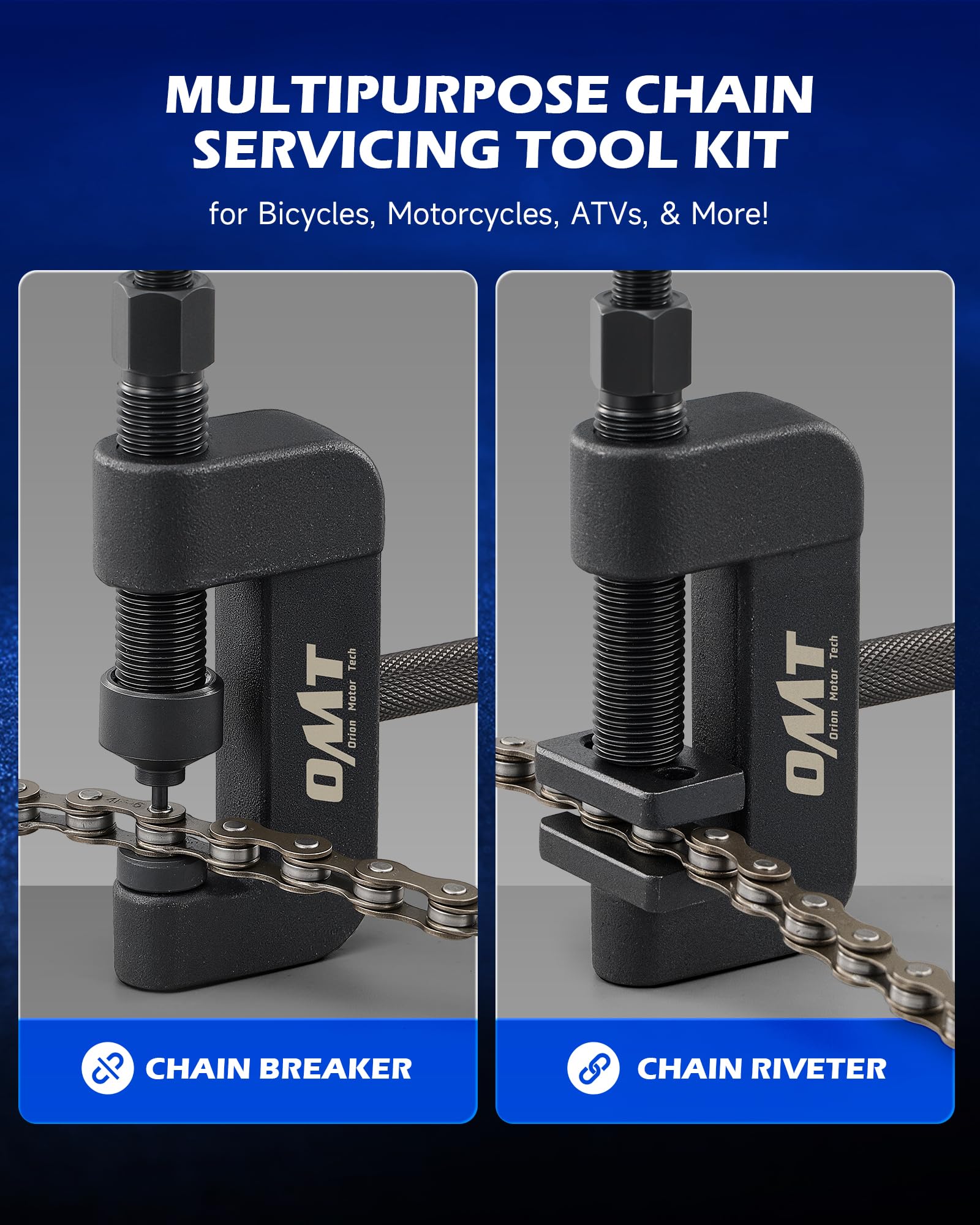 Orion Motor Tech knurled handle delivers secure grip and high torque.