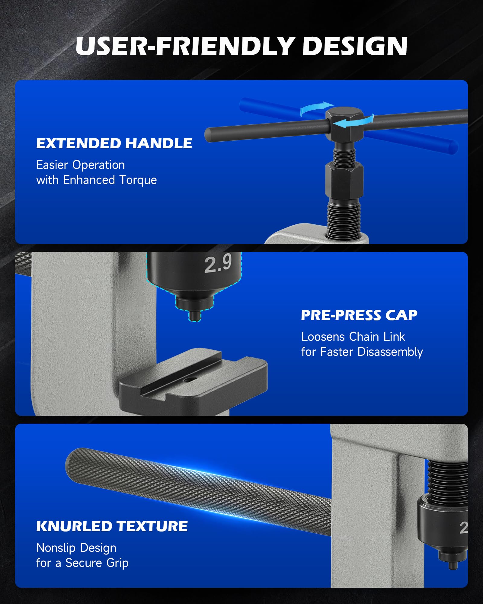 Orion Motor Tech knurled-handle for maximum torque and control