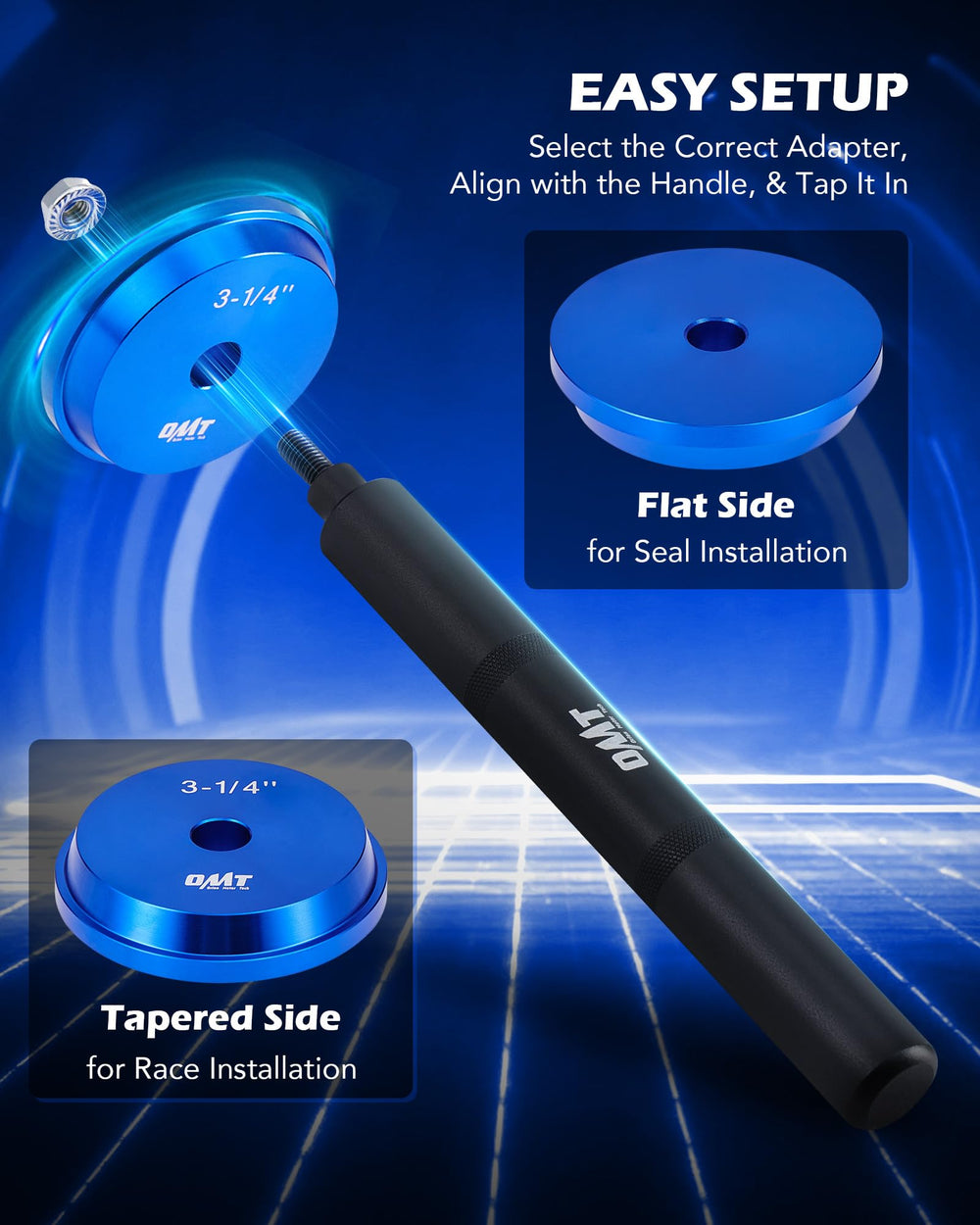 Orion Motor Tech knurled handle provides non-slip control during seating.