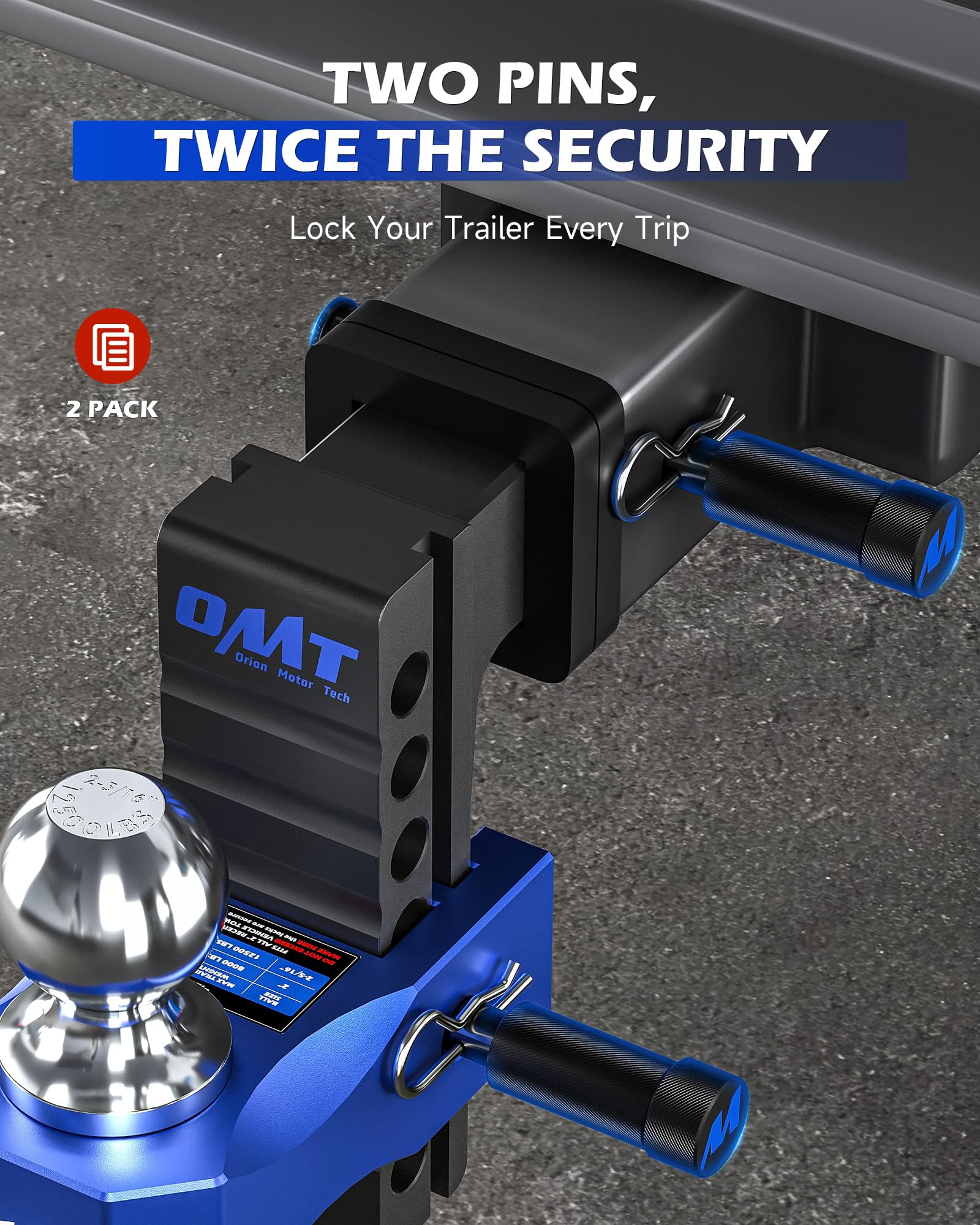 Orion Motor Tech 5/8 inch diameter hitch pin lock provides sturdy anti-theft protection