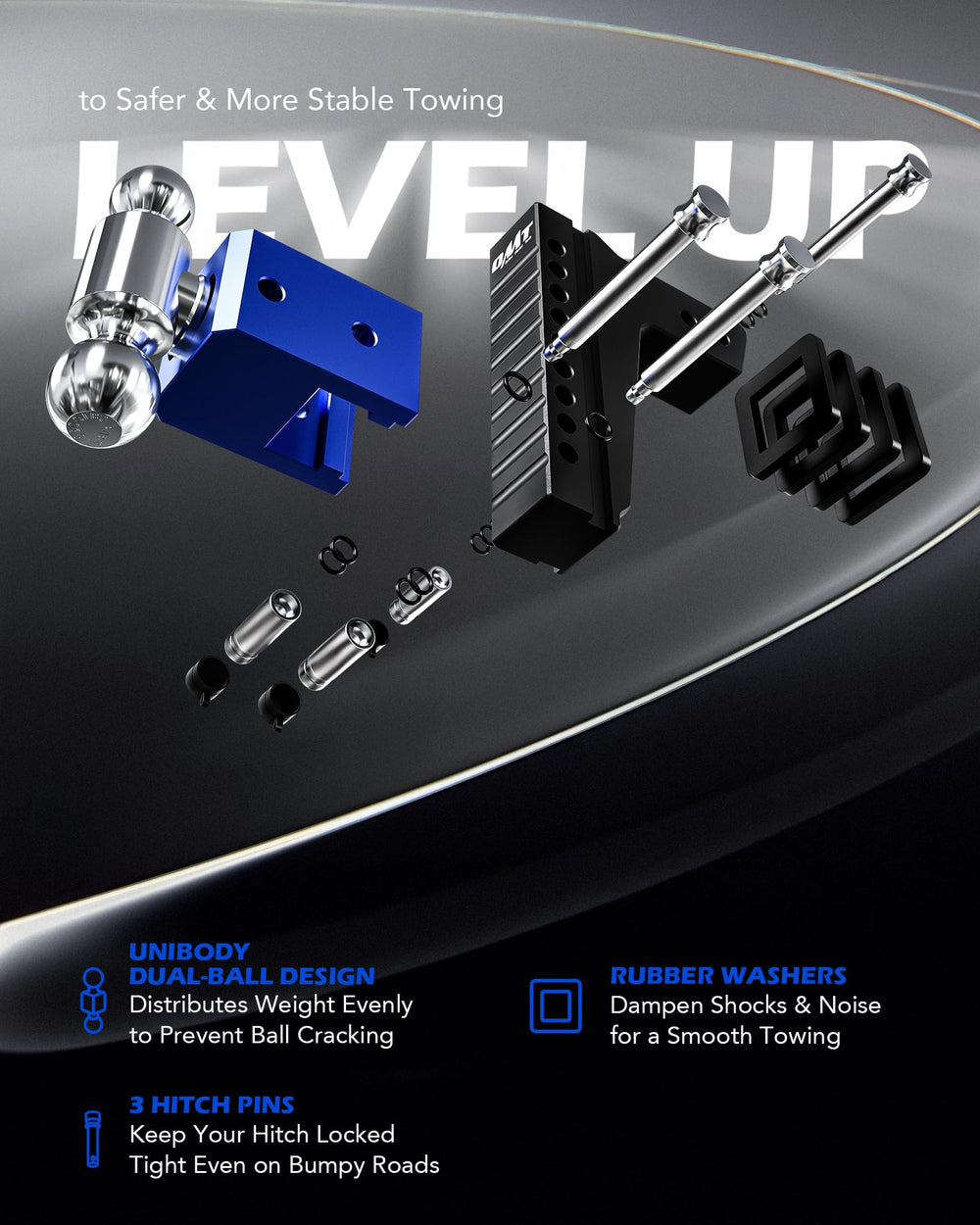 Orion Motor Tech locking pins keep the trailer securely attached