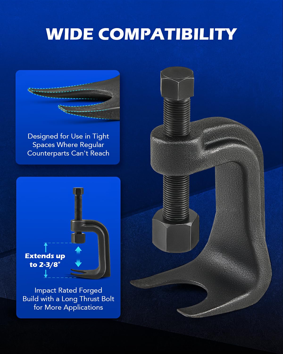 Orion Motor Tech lower control arm prying tool emphasizes strong leverage.