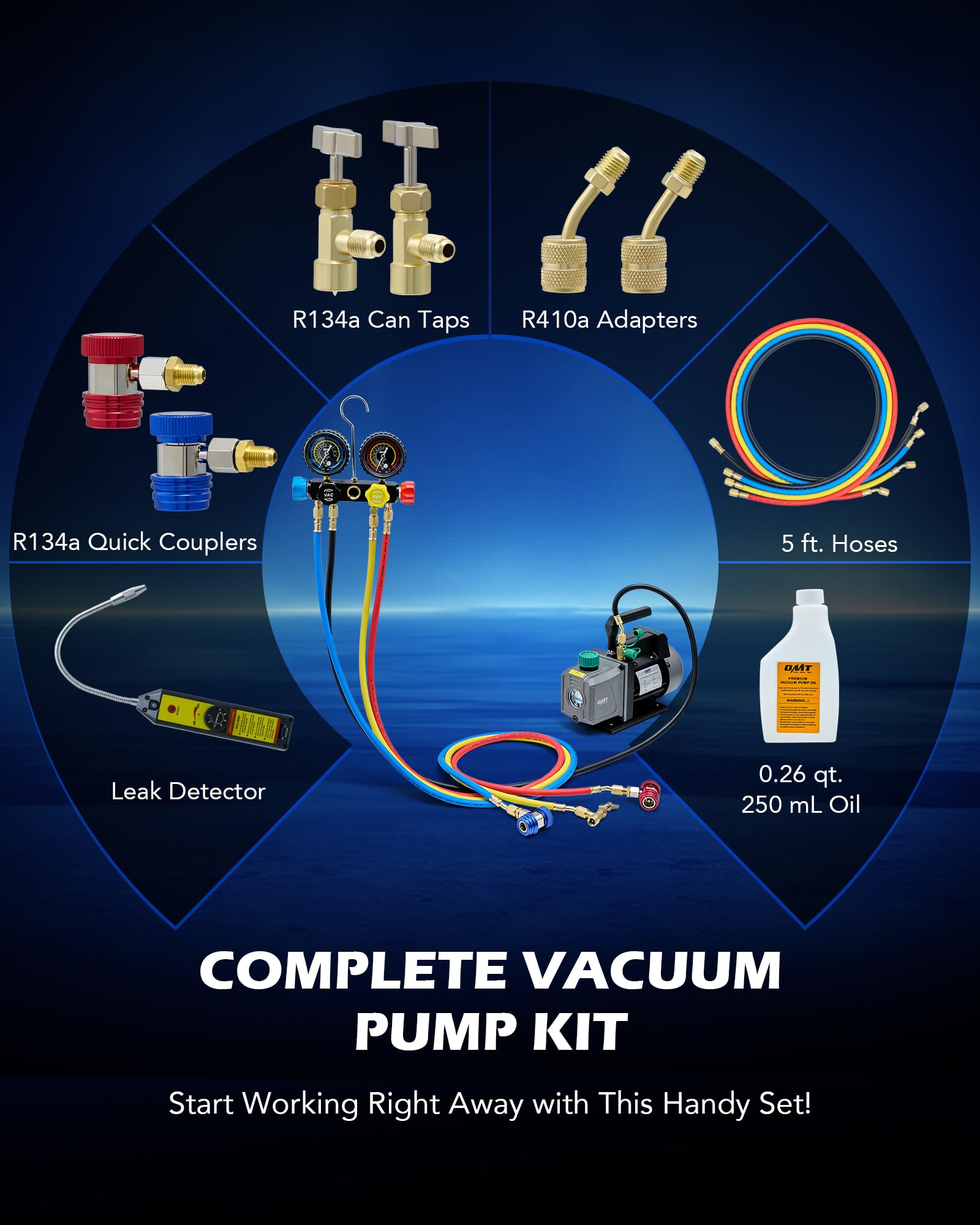 Orion Motor Tech color-coded manifold gauge display for precise real-time readings.