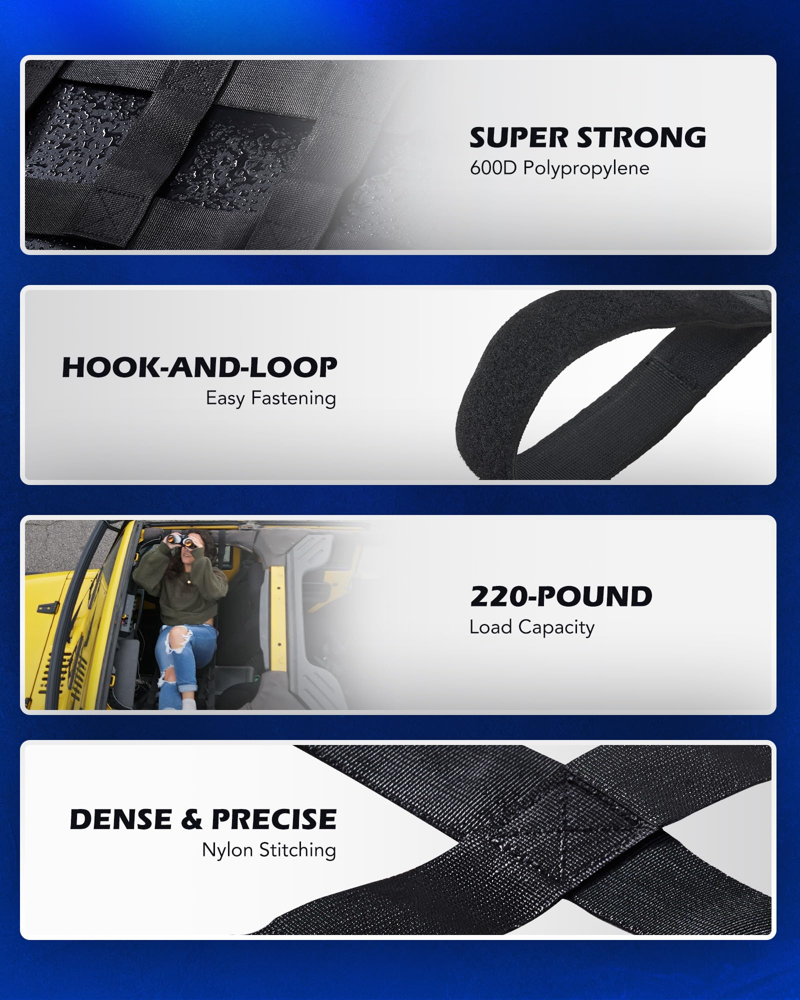 Orion Motor Tech 600D material resists wear and exposure.