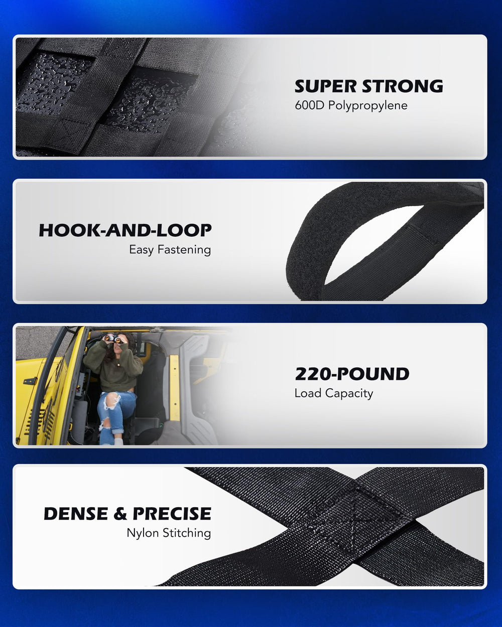 Orion Motor Tech 600D material resists wear and exposure.