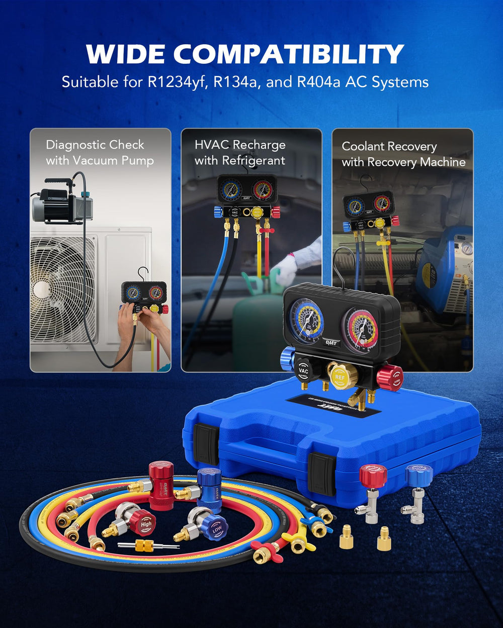 Orion Motor Tech oil-filled precision gauges with dry dial for winter readability.