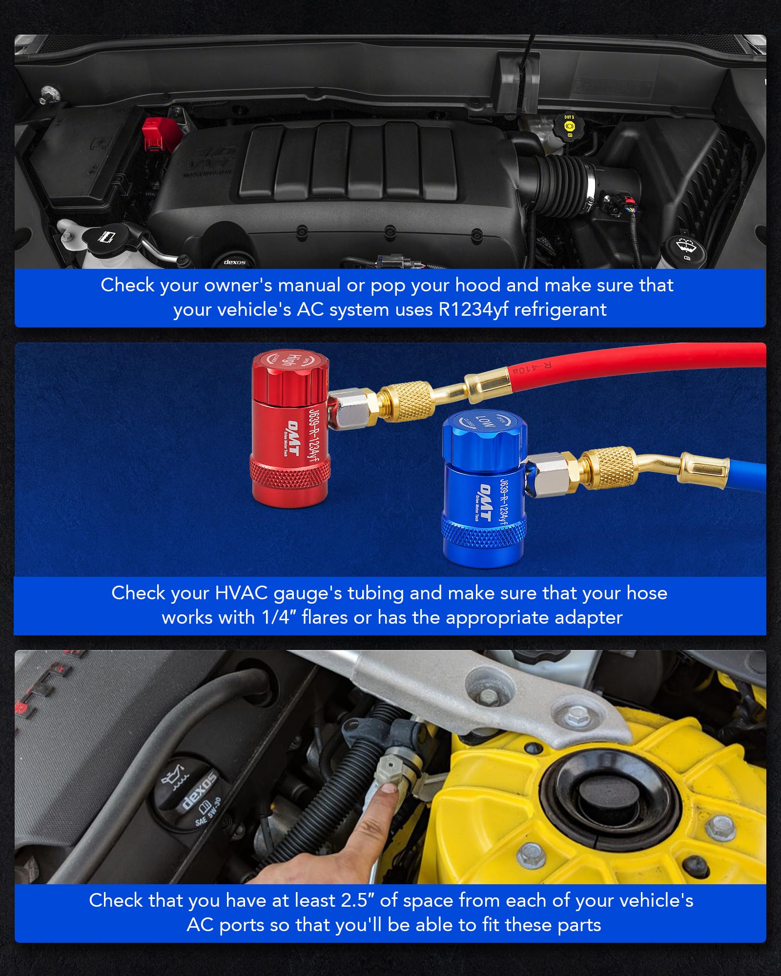 1/4-inch HVAC hose compatibility supports standard service workflows