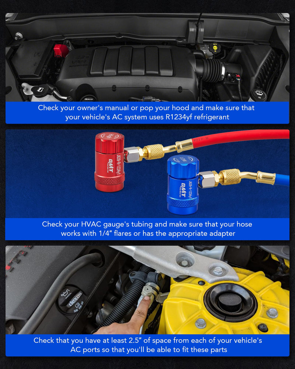 1/4-inch HVAC hose compatibility supports standard service workflows
