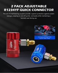 OMT quick coupler snapped onto R1234yf port for secure sealing