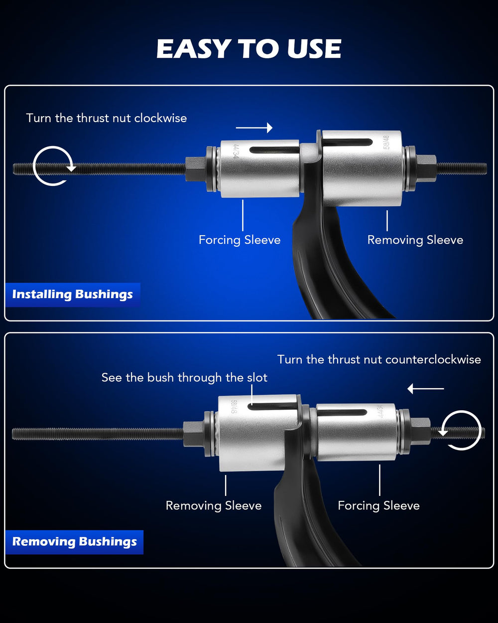 Blow-molded storage case of Orion Motor Tech bushing kit for portability.