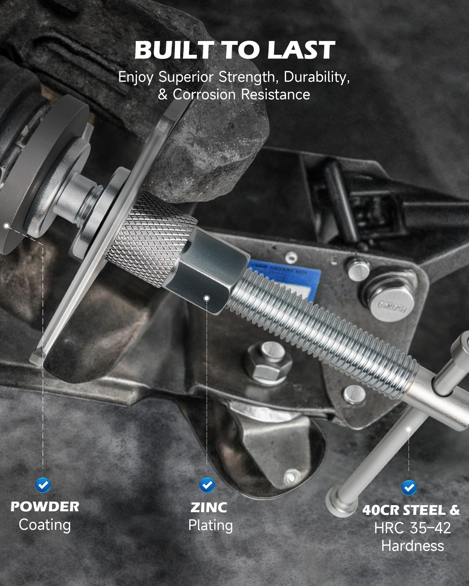 Orion Motor Tech powder-coated zinc-plated finish protects against wear