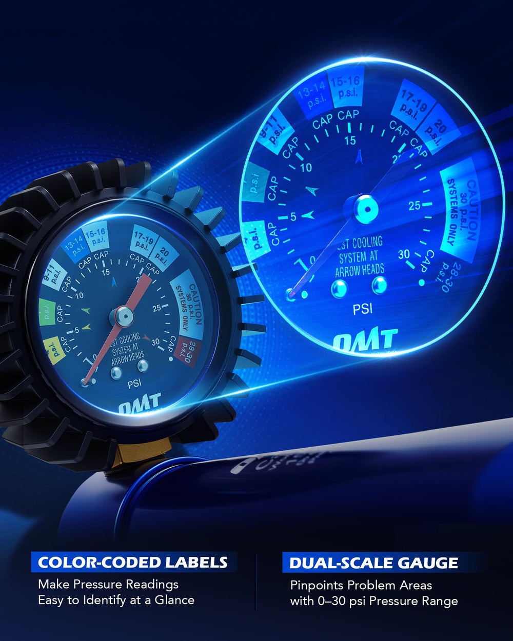 Orion Motor Tech color coded gauge improves readability during pressure checks