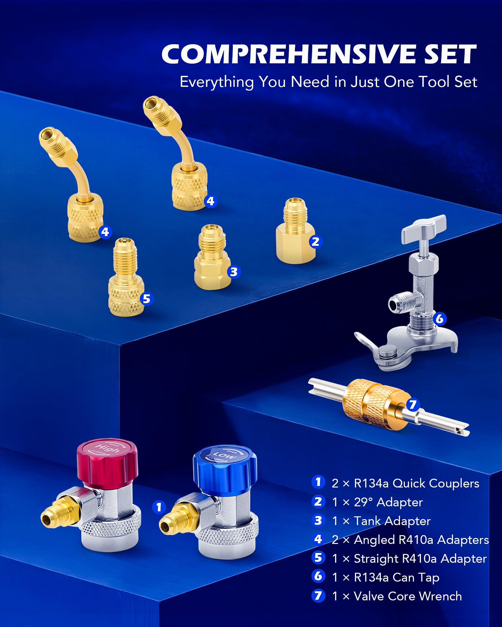 Orion Motor Tech puncture-style can tap and adapters ready for service