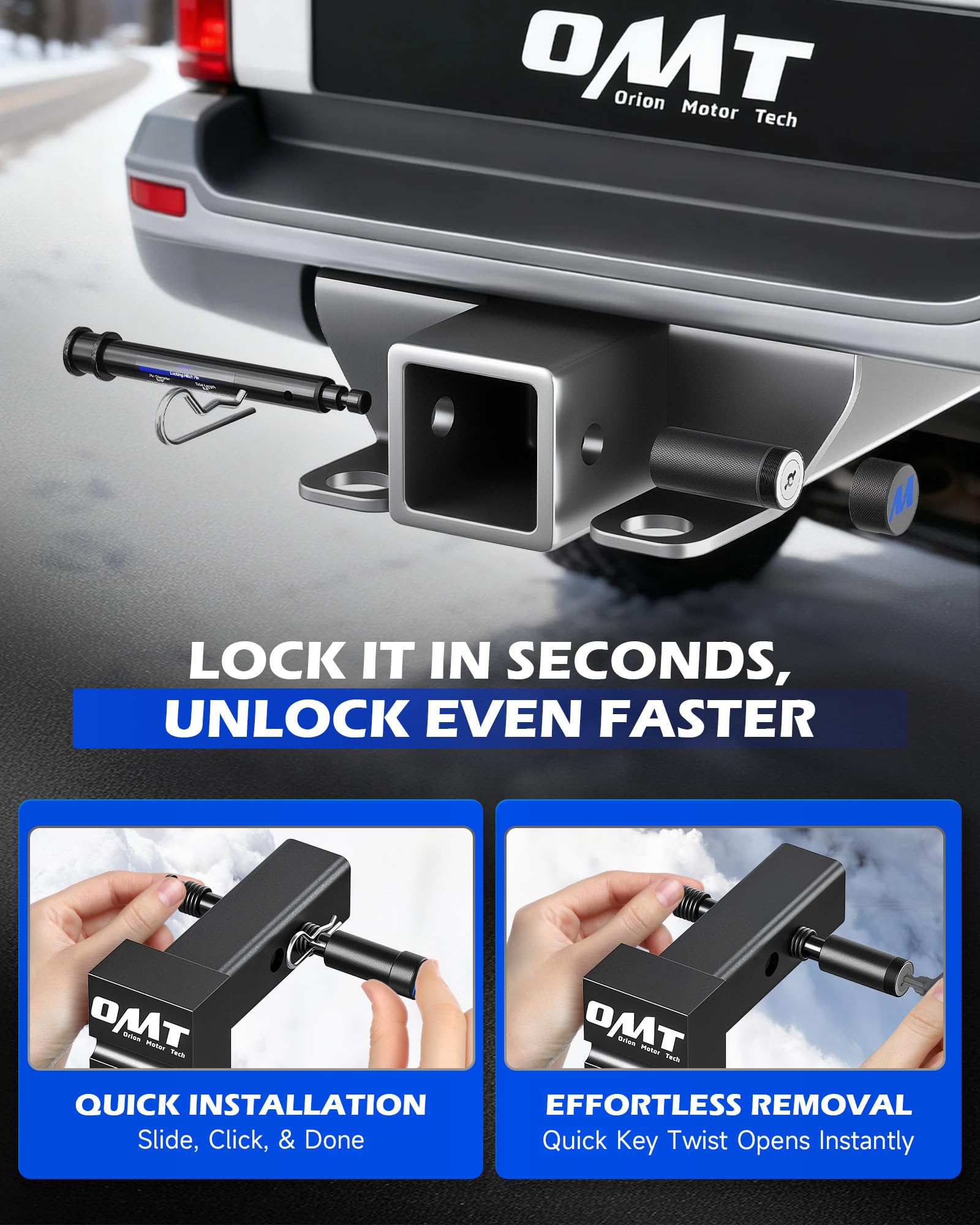 Orion Motor Tech slide, twist, and lock for fast, tool-free installation
