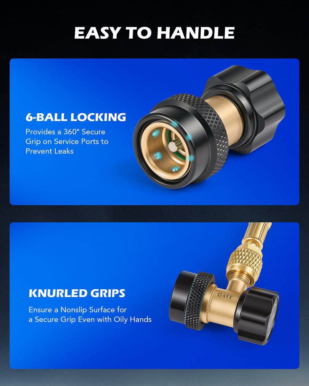 Orion Motor Tech R134a aluminum-brass-construction resists wear and corrosion.