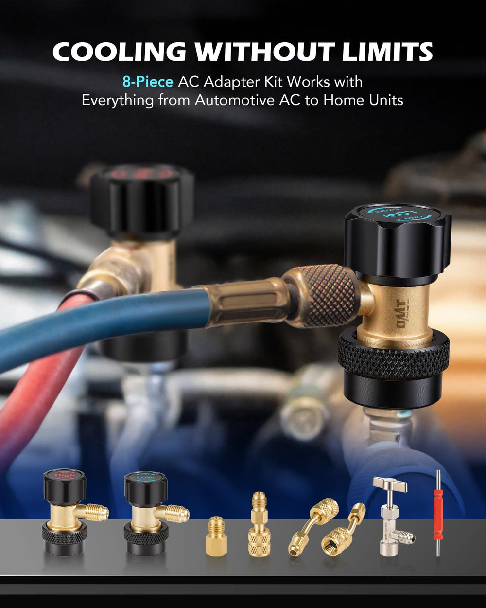 Orion Motor Tech R134a quick couplers offer snap-on ease for vehicles.