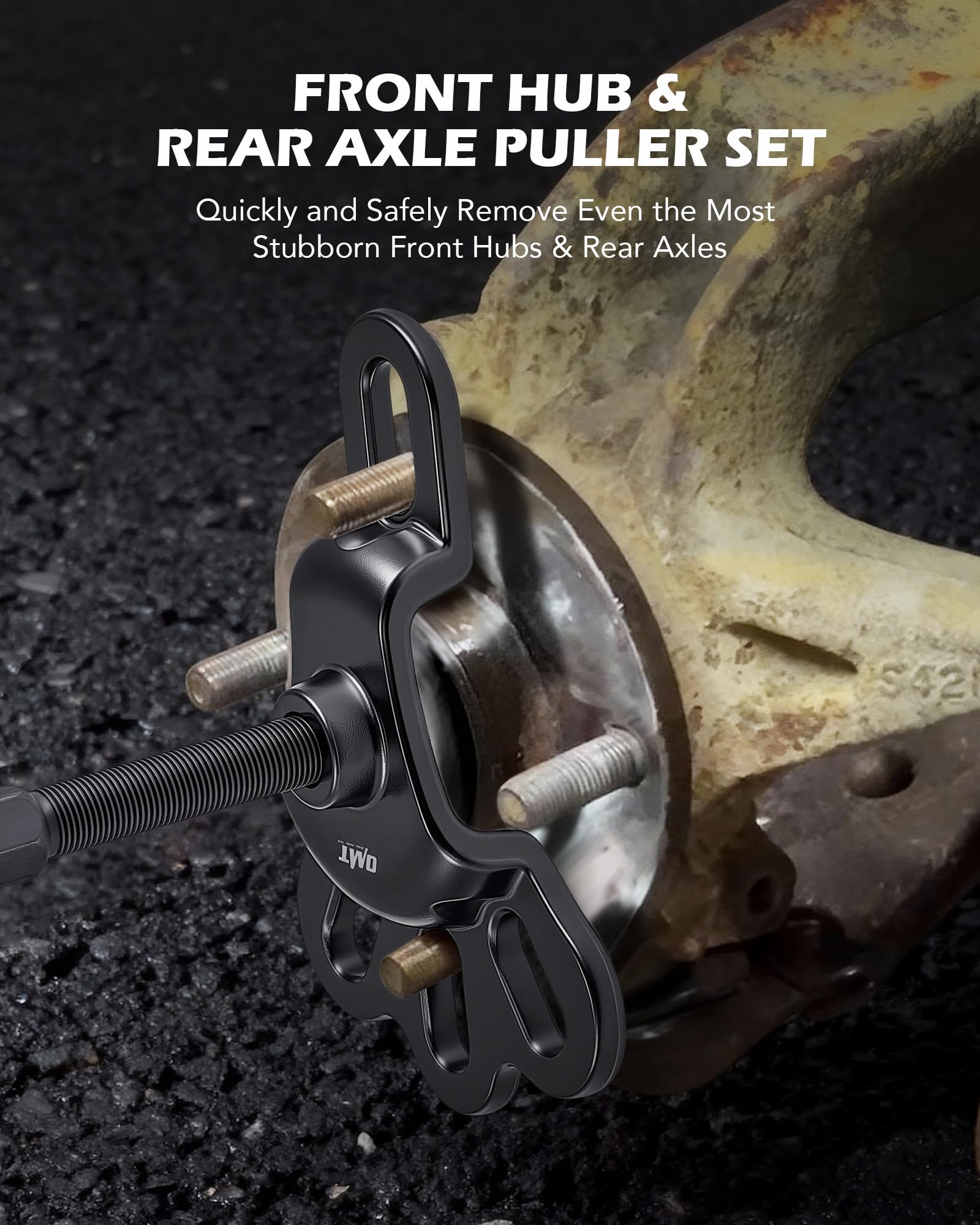Orion Motor Tech rear axle puller handling 4-1/2 to 5-1/2 in axles with smooth force