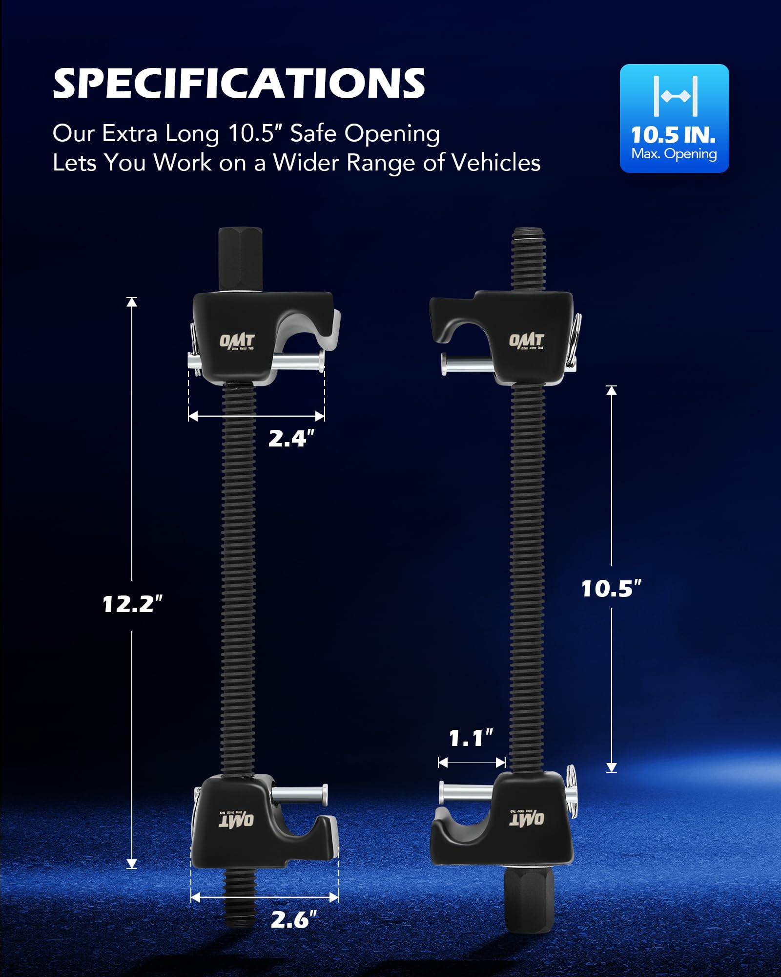 Orion Motor Tech strut compressors compatible with half-inch square drive for versatility