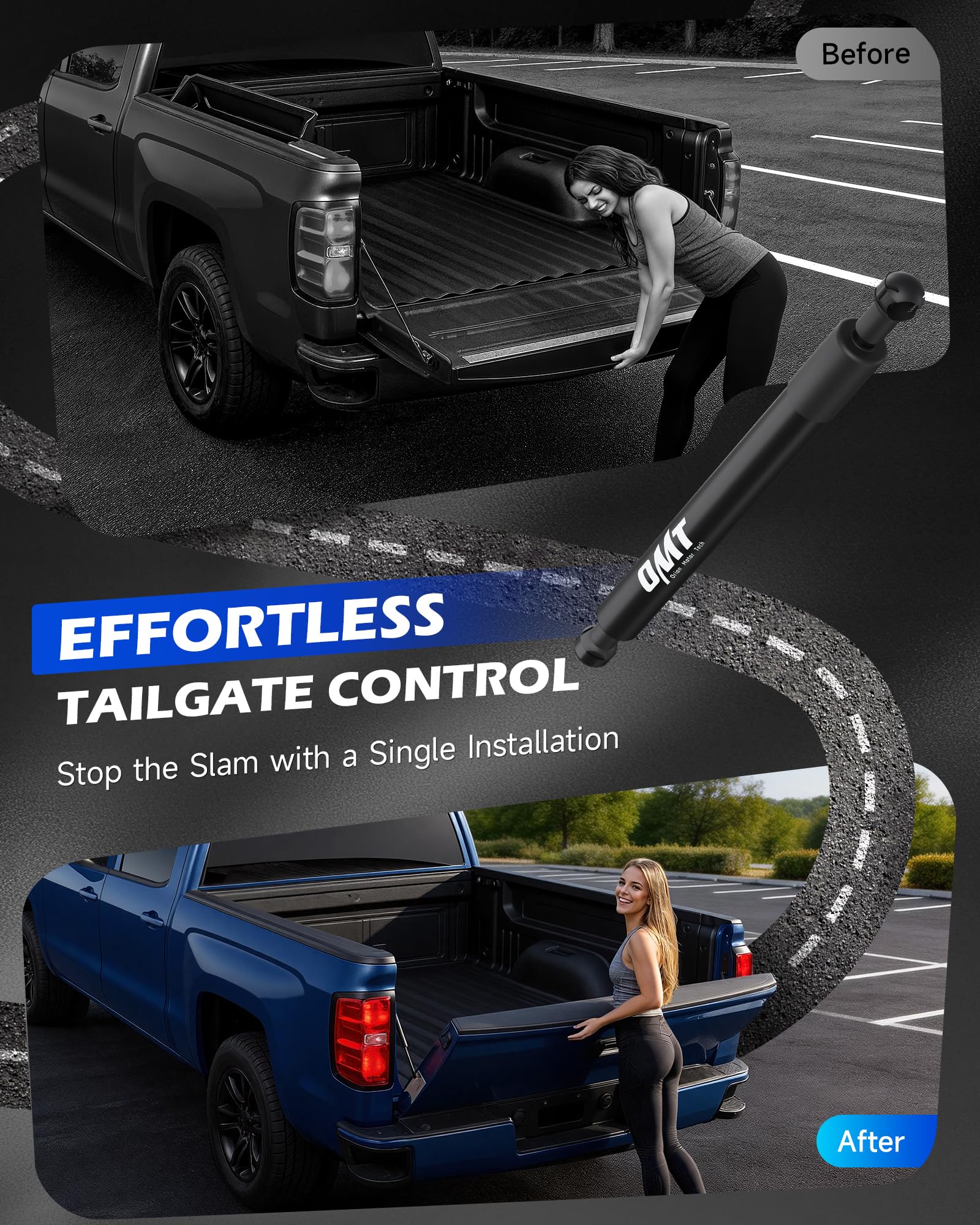 Orion Motor Tech tailgate damper in action easing tailgate drop.