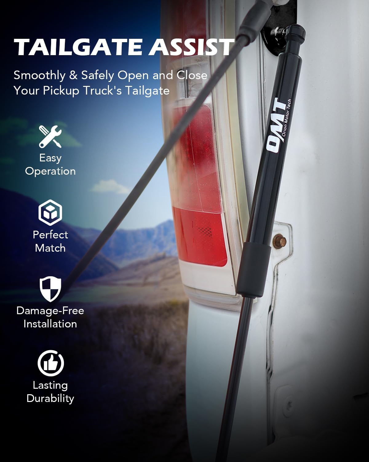 Orion Motor Tech tailgate damper for RAM 2500/3500 delivers controlled descent under heavy loads