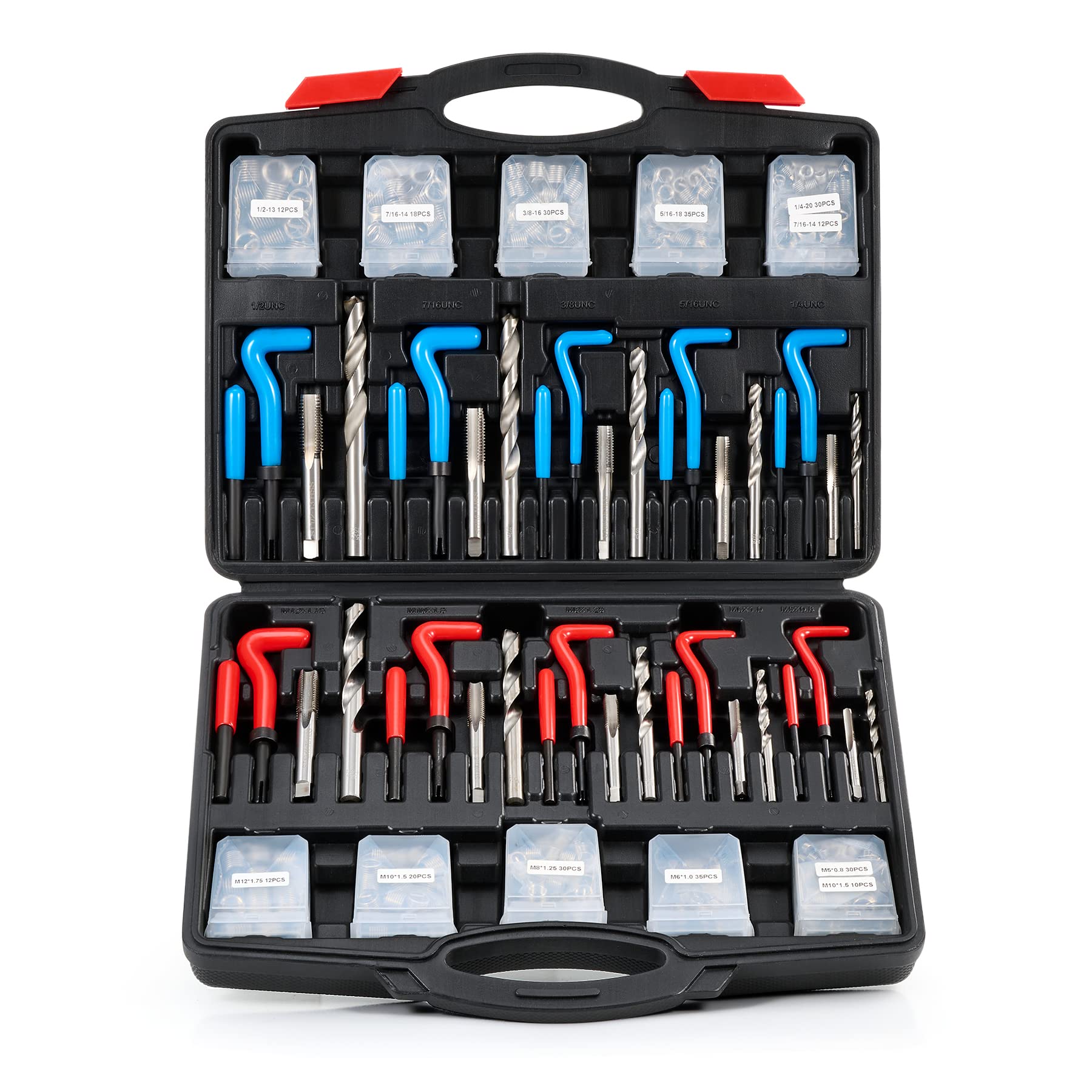 Orion Motor Tech thread repair kit contents organized for efficient rethreading projects.