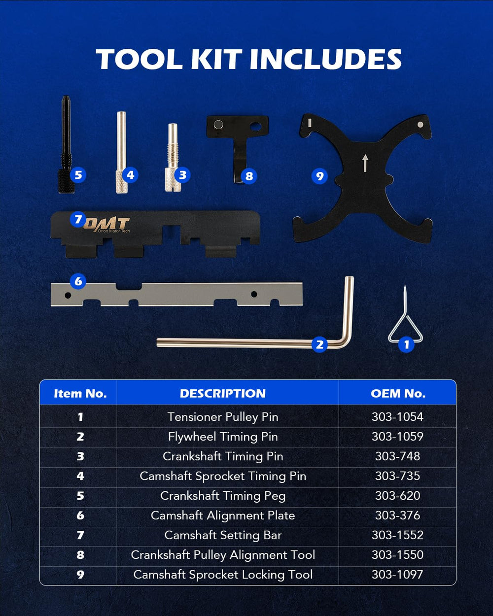 Orion Motor Tech timing tool kit sprocket locking tool ensures stable timing