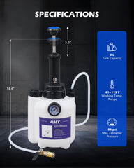 Orion Motor Tech pump shows the built‑in pressure gauge for controlled transfers.