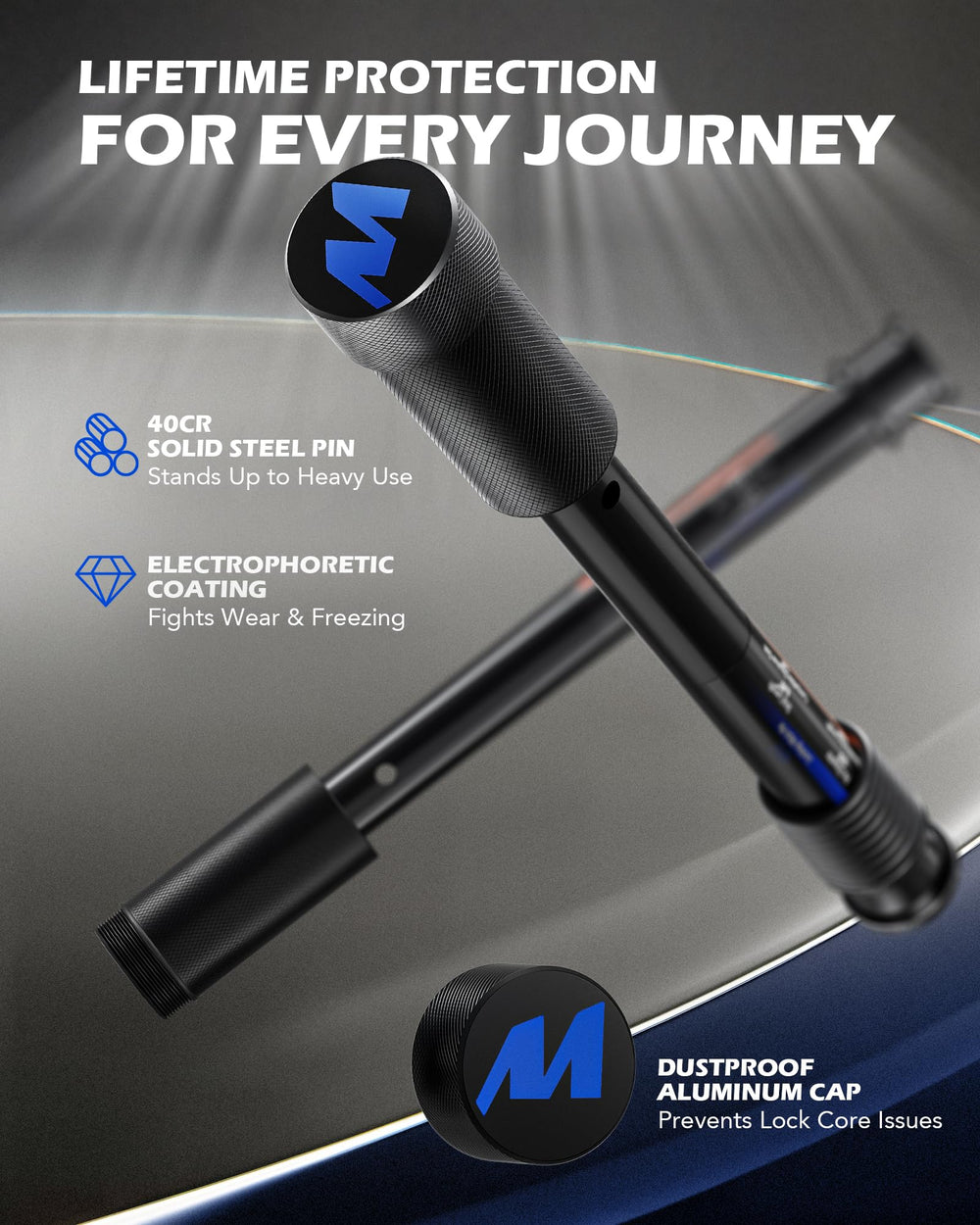 Orion Motor Tech triple locking system with drilled holes and R-clip